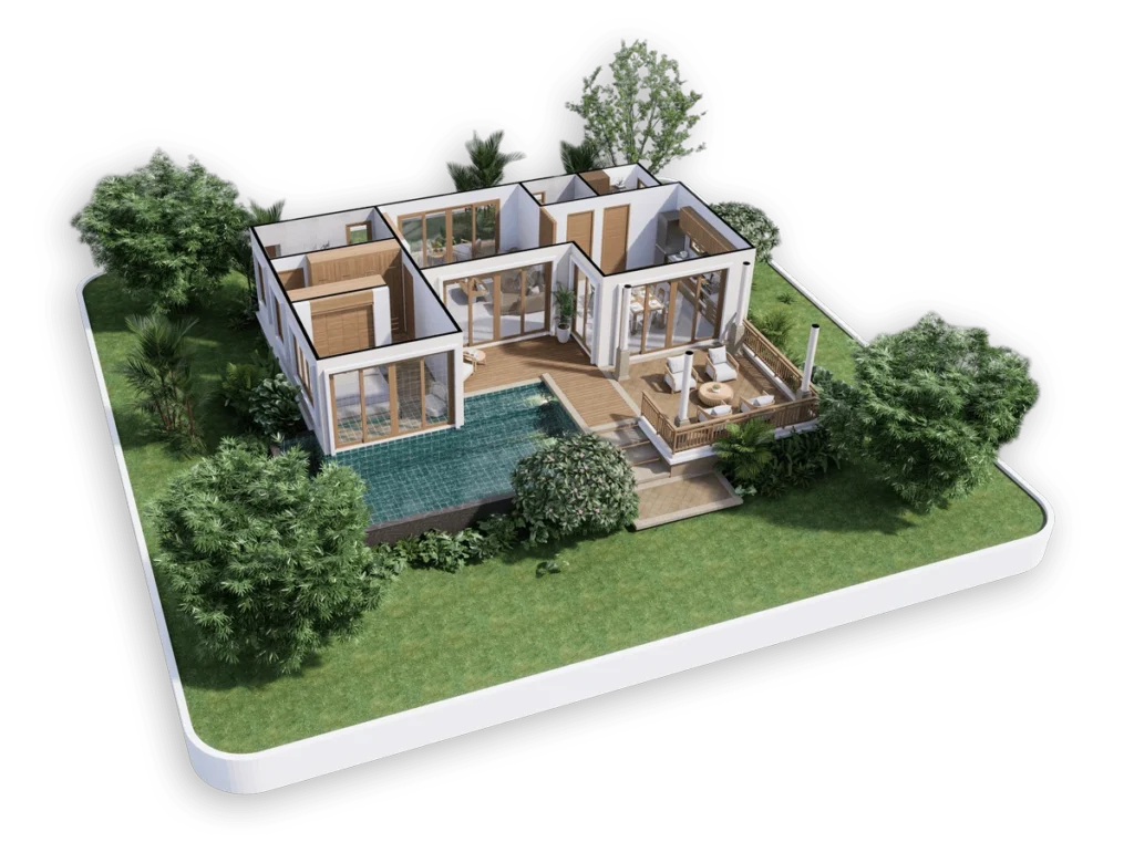 vue aerienne maison side view